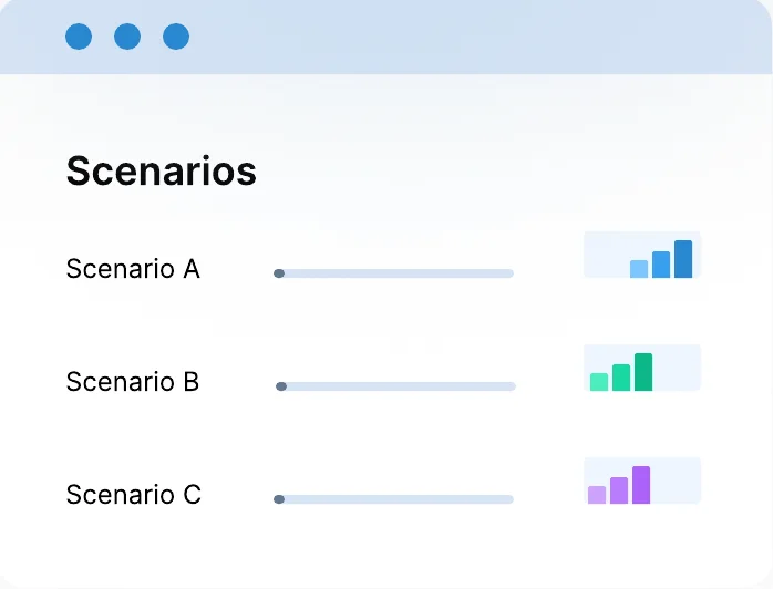 Decision options modeled with predicted outcomes