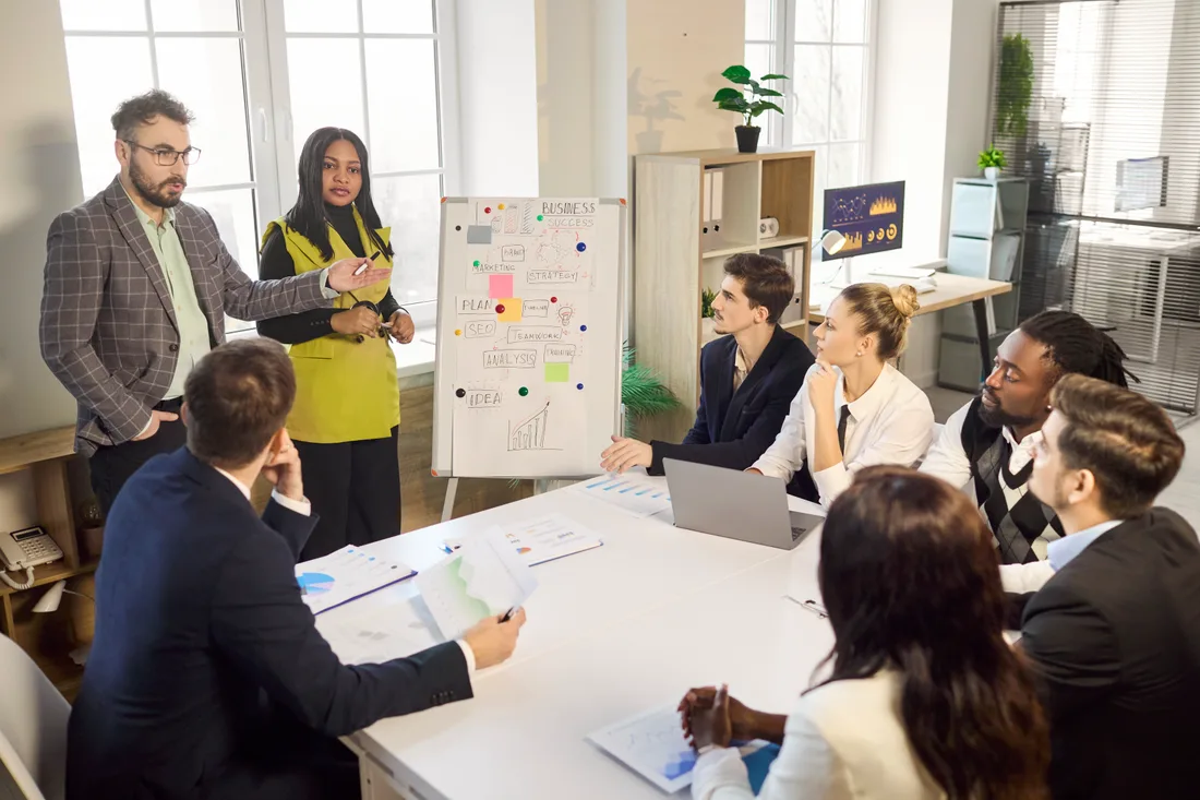 Team collaborating on business decisions